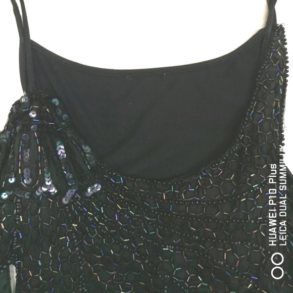 Upcycled Vintage embroidered sequins asymmetrical camisole top - Picture 7 of 11